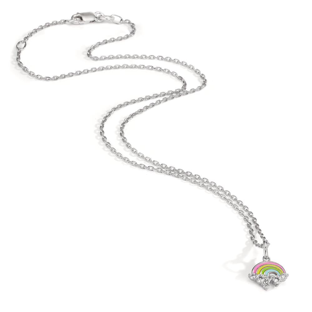 Chaînette avec pendentif Argent Zircone 6 Pierres Rhodié 36-38 cm