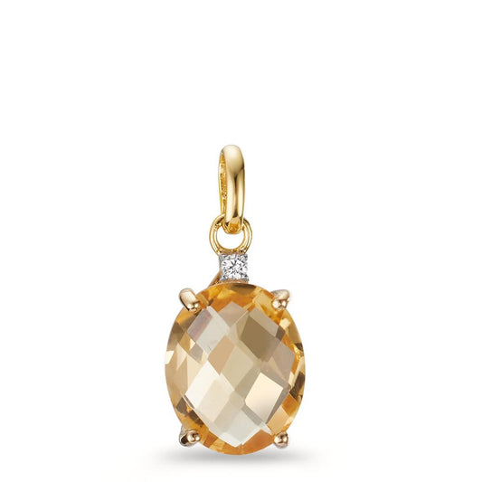 Pendentif Or jaune 9K Citrine, Zircone