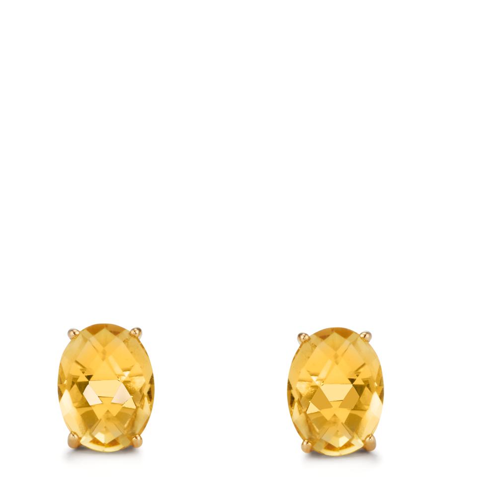 Clous d'oreilles Or jaune 9K Citrine 2 Pierres