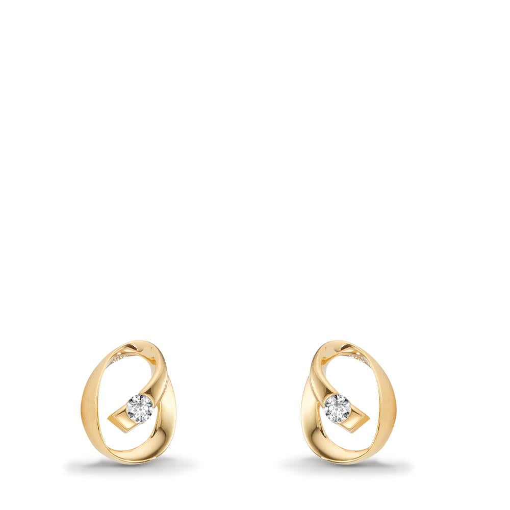 Clous d'oreilles Or jaune 9K Zircone 2 Pierres