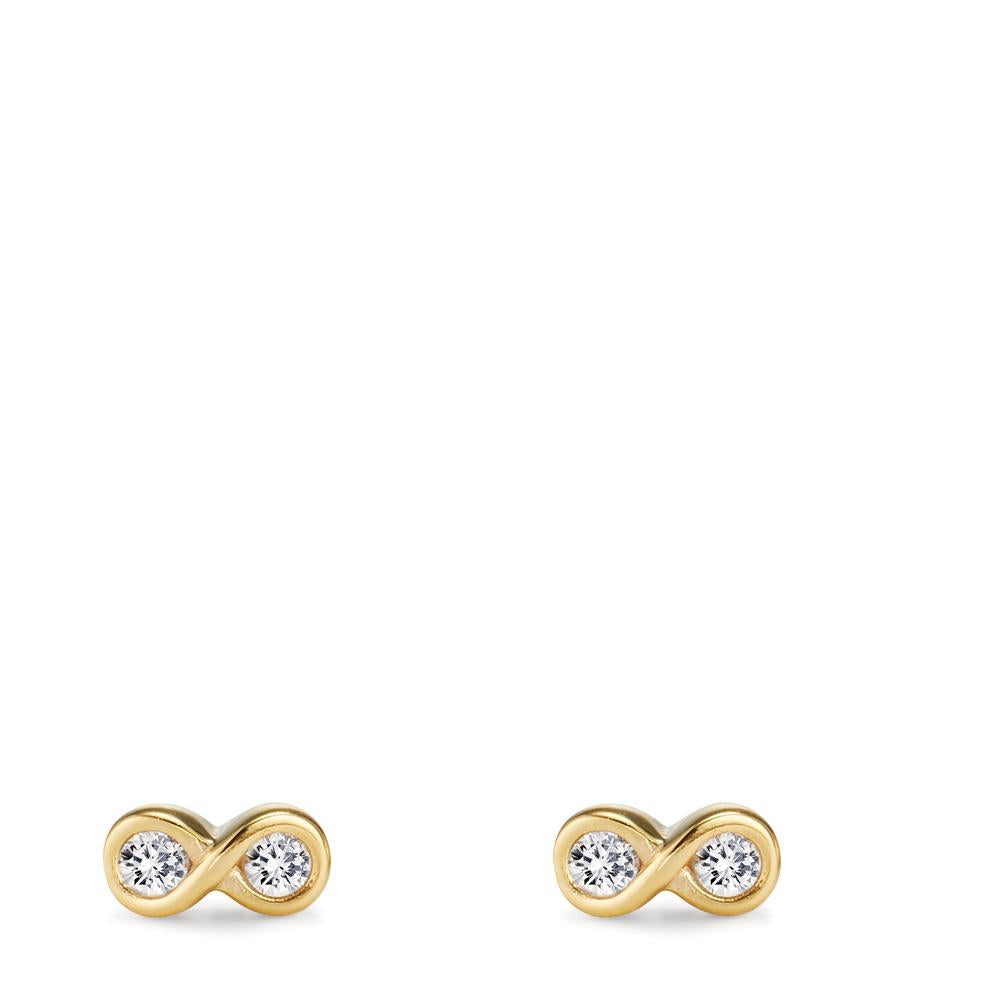 Clous d'oreilles Or jaune 9K Zircone 4 Pierres Infini