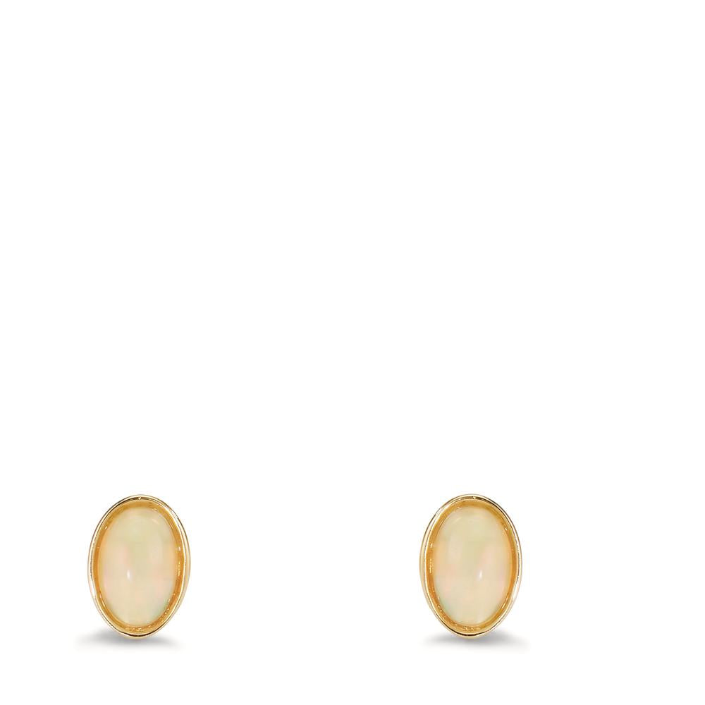 Clous d'oreilles Or jaune 9K Opale 2 Pierres