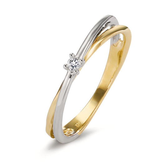 Bague Or jaune 9K, Or blanc 9K Diamant 0.03 ct, w-si