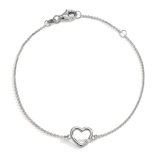 Bracelet Or blanc 14K Diamant 0.01 ct, w-si Coeur 15.5-18 cm