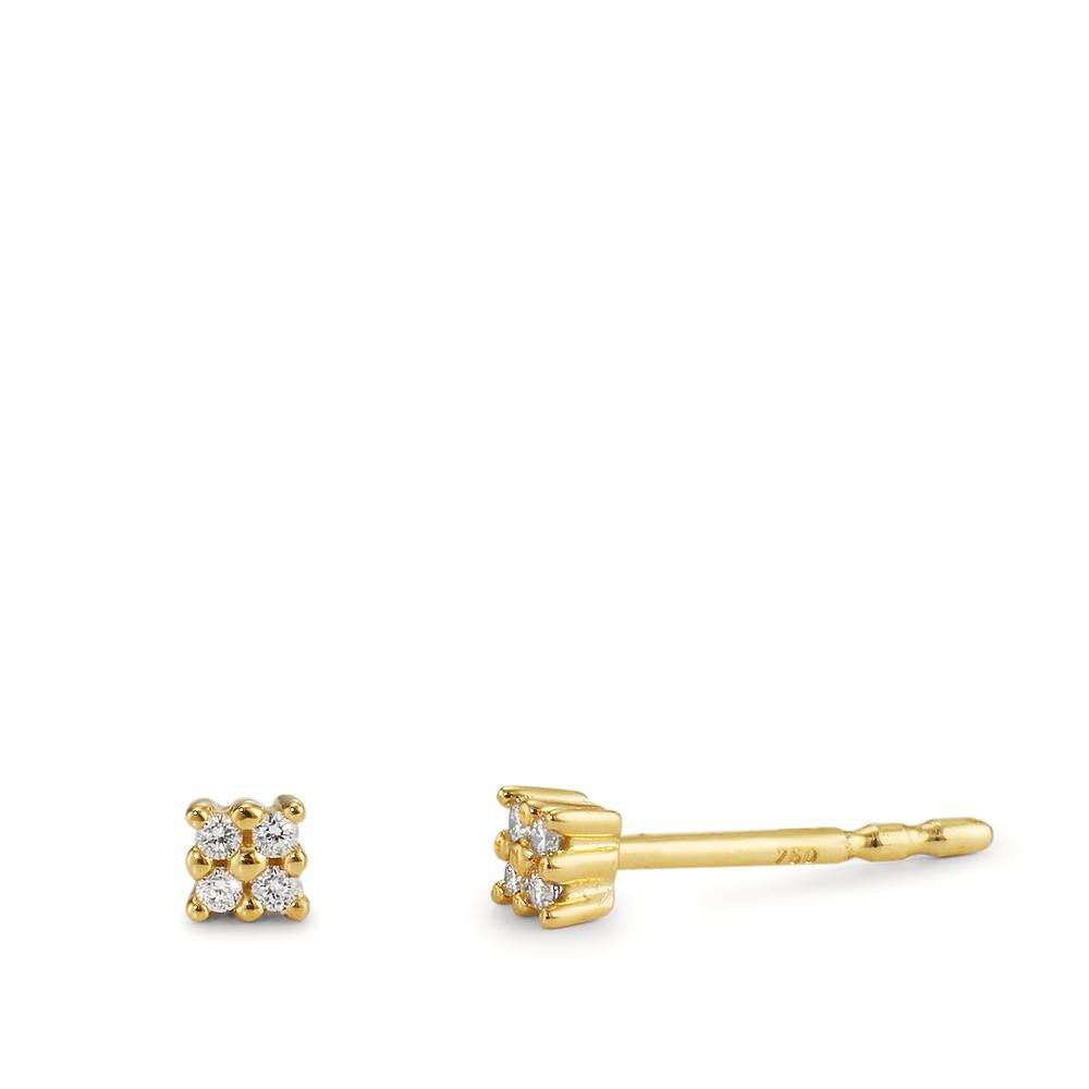 Clous d'oreilles Or jaune 18K Diamant 0.04 ct, 8 Pierres, p1 Ø2.7 mm