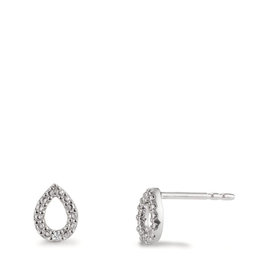 Clous d'oreilles Or blanc 18K Diamant 0.01 ct, 2 Pierres, p1