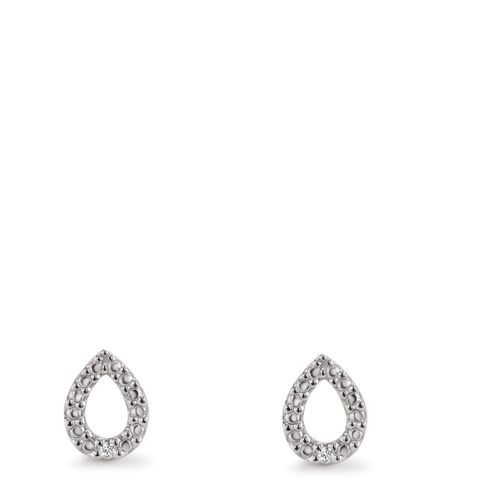 Clous d'oreilles Or blanc 18K Diamant 0.01 ct, 2 Pierres, p1