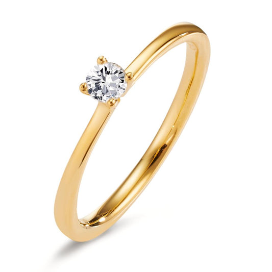 Bague solitaire Or jaune 18K Diamant 0.15 ct, w-si