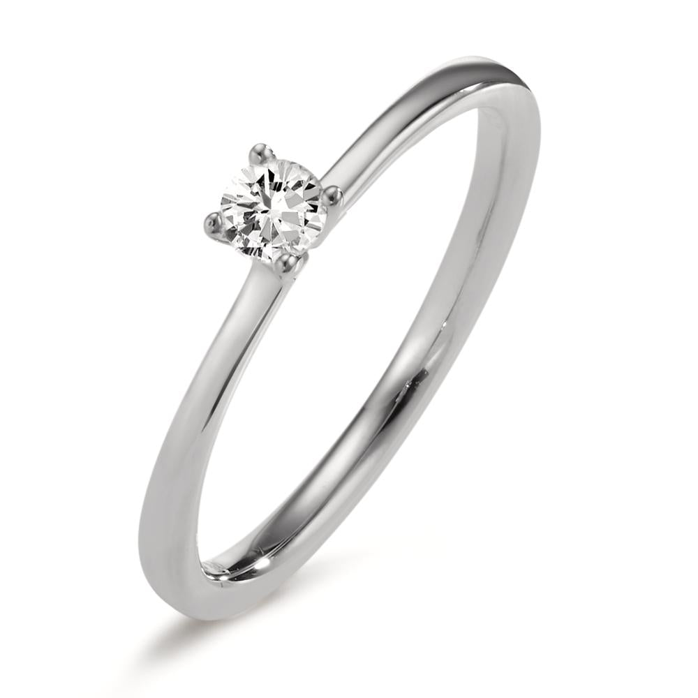 Bague solitaire Or blanc 18K Diamant 0.15 ct, w-si