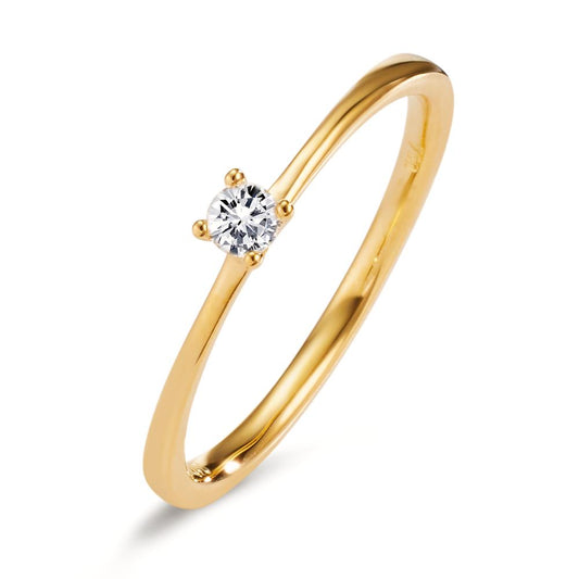 Bague solitaire Or jaune 18K Diamant 0.10 ct, w-si