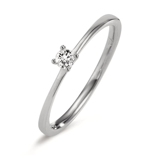 Bague solitaire Or blanc 18K Diamant 0.10 ct, w-si