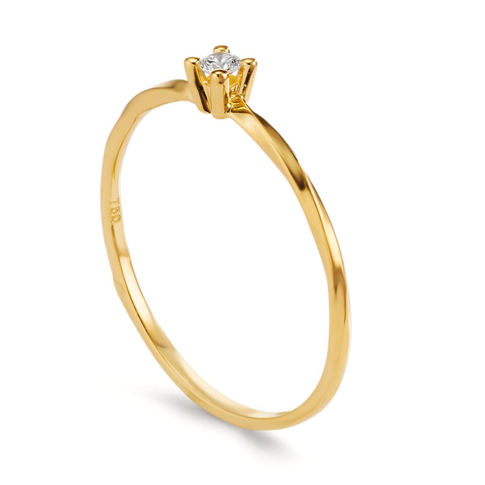 Bague solitaire Or jaune 18K Diamant 0.04 ct, w-si