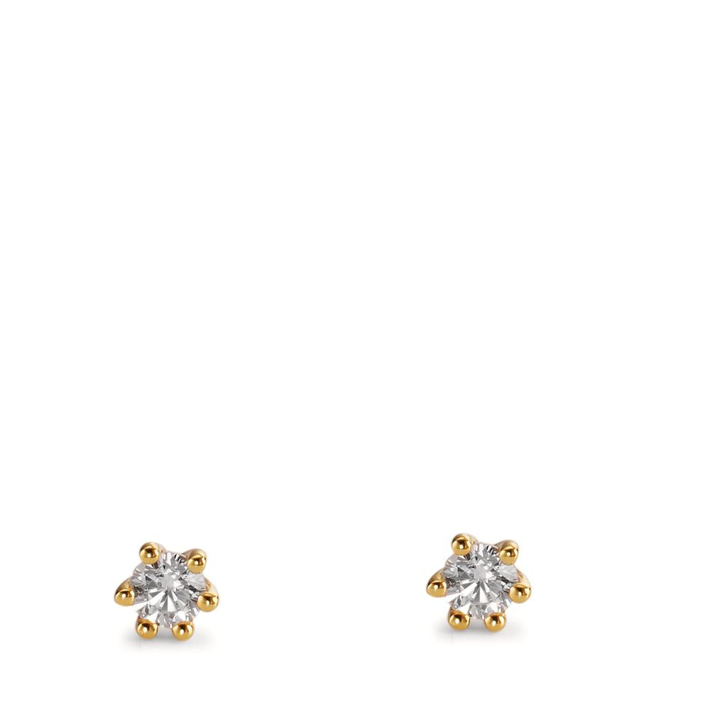 Clous d'oreilles Argent Zircone 2 Pierres jaune Plaqué or Ø3 mm