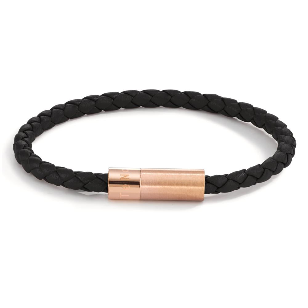 Bracelet Cuir, Acier inoxydable rosé PVD 25 cm