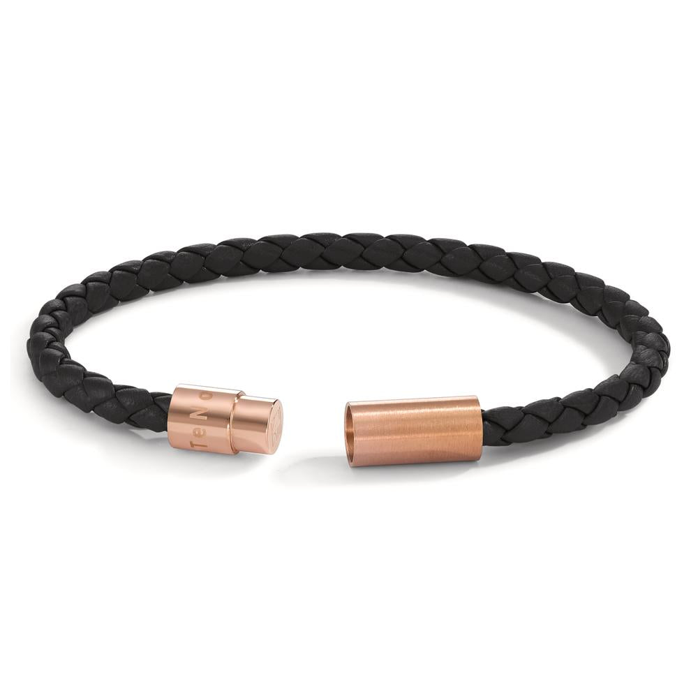 Bracelet Cuir, Acier inoxydable rosé PVD 25 cm