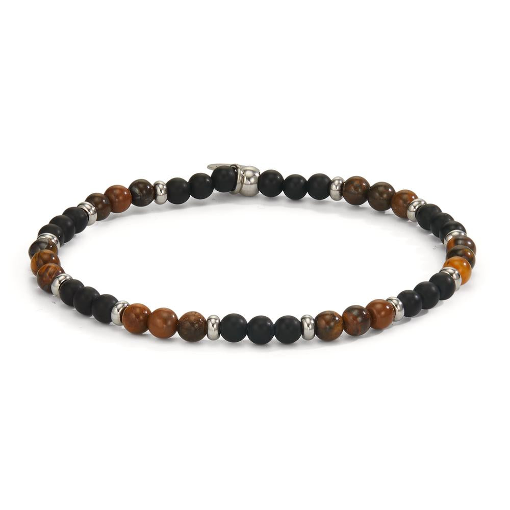 Bracelet Acier inoxydable L’œil de tigre, Onyx 19 cm Ø4.5 mm