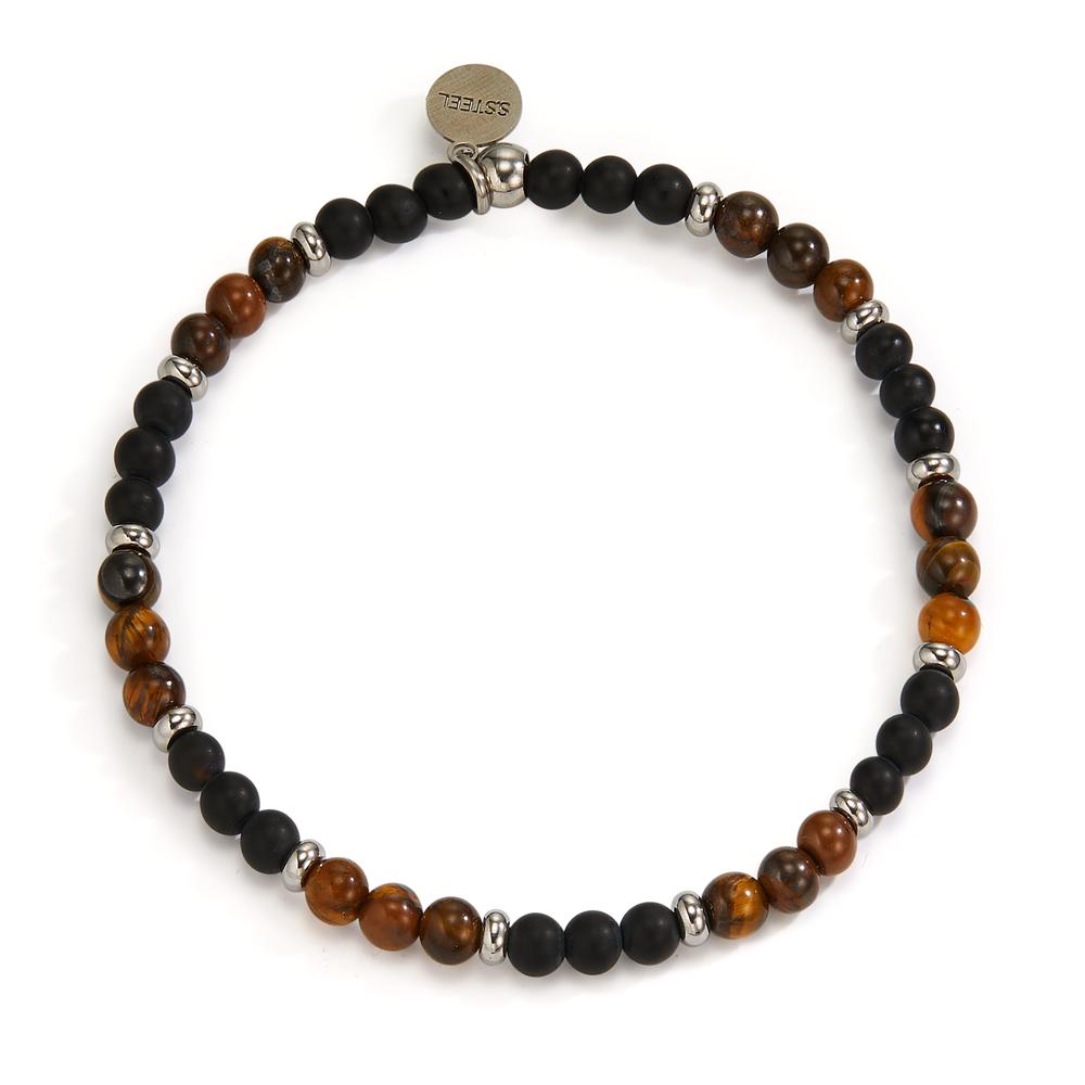 Bracelet Acier inoxydable L’œil de tigre, Onyx 19 cm Ø4.5 mm