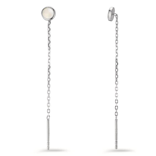 Boucles d'oreilles pendantes Argent Rhodié nacre Ø5 mm