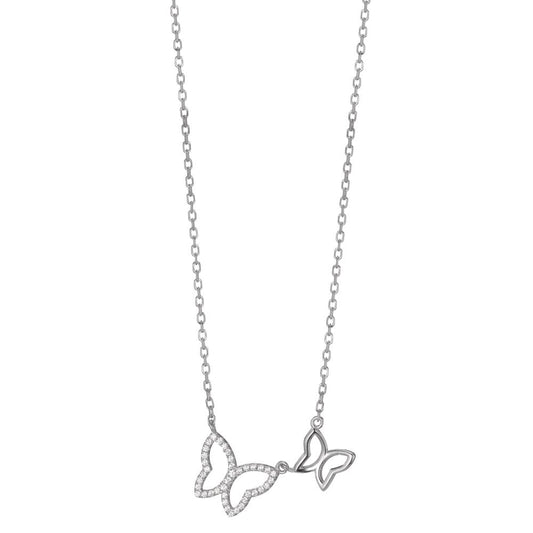 Collier Argent Zircone Rhodié Papillon 40-45 cm