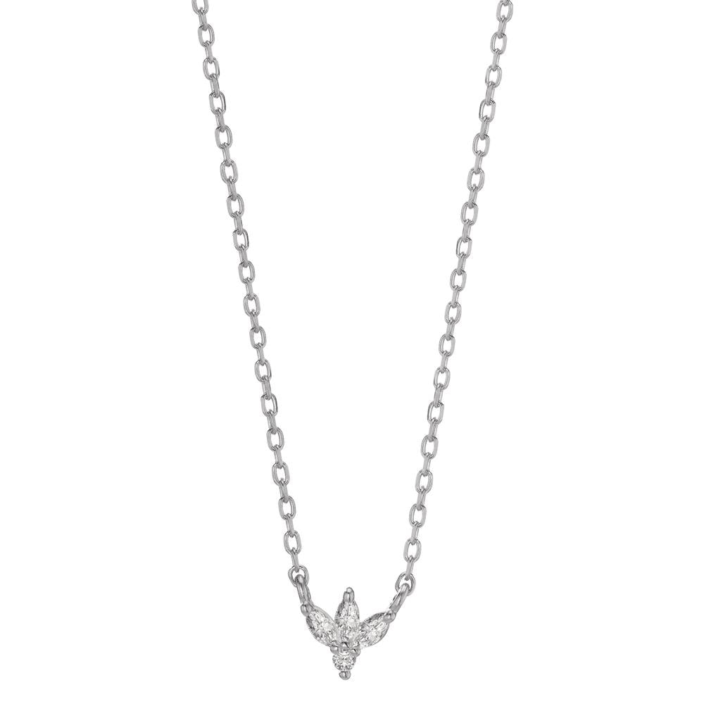 Collier Argent Zircone 4 Pierres Rhodié 38-42 cm