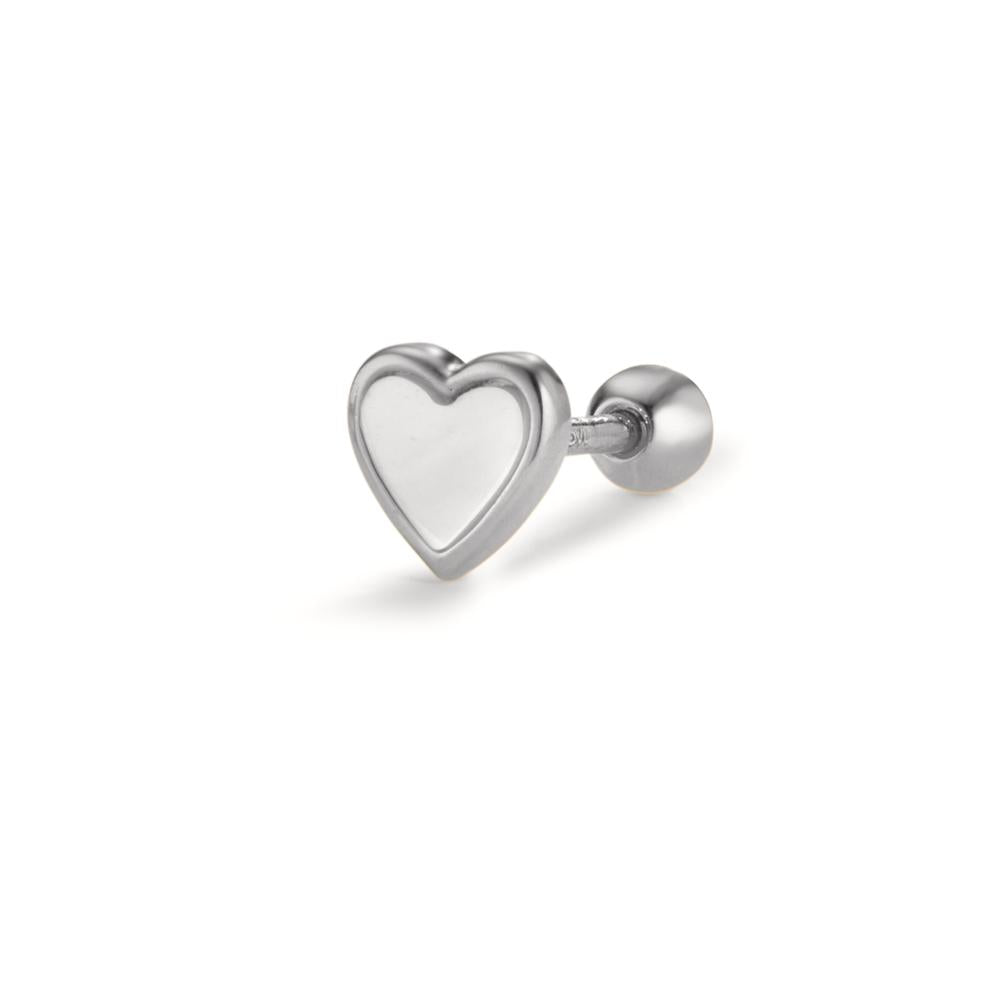 Piercing Argent Rhodié nacre Coeur Ø5.3 mm