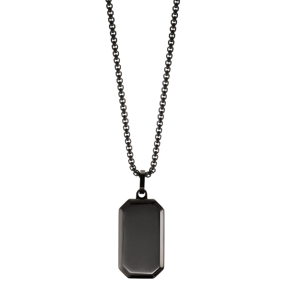 Chaînette avec pendentif Acier inoxydable noir PVD 55 cm