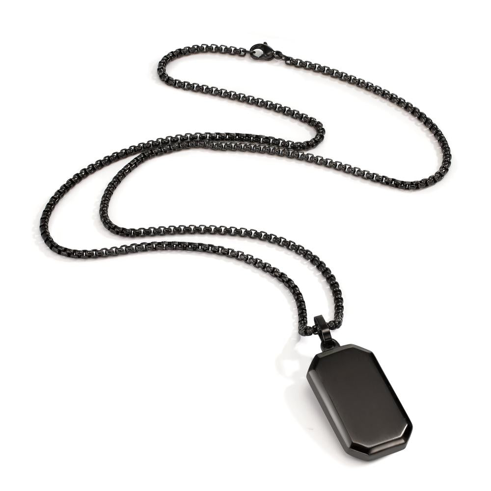 Chaînette avec pendentif Acier inoxydable noir PVD 55 cm