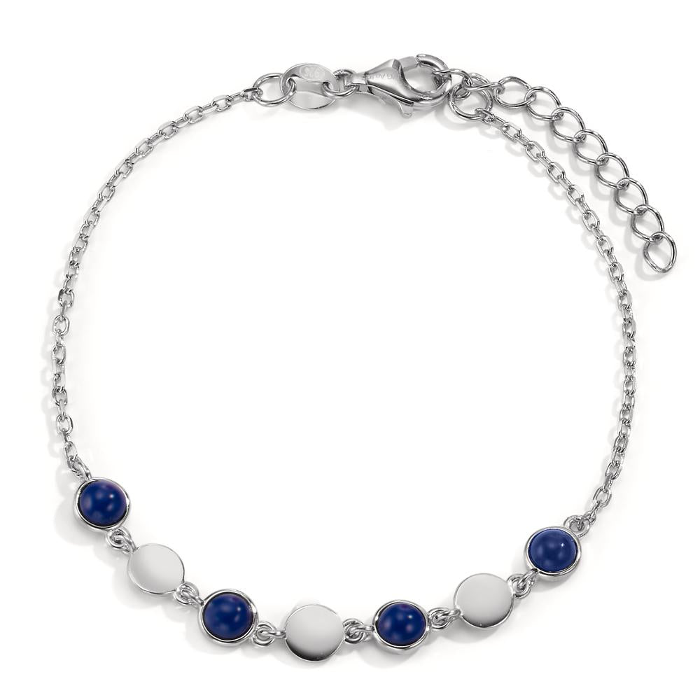 Bracelet Argent Lapis-lazuli 4 Pierres Rhodié 16-19 cm