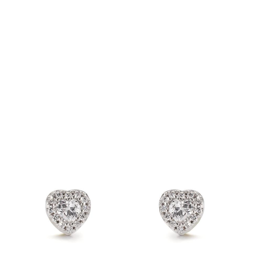 Clous d'oreilles Argent Zircone Rhodié Coeur Ø5.5 mm