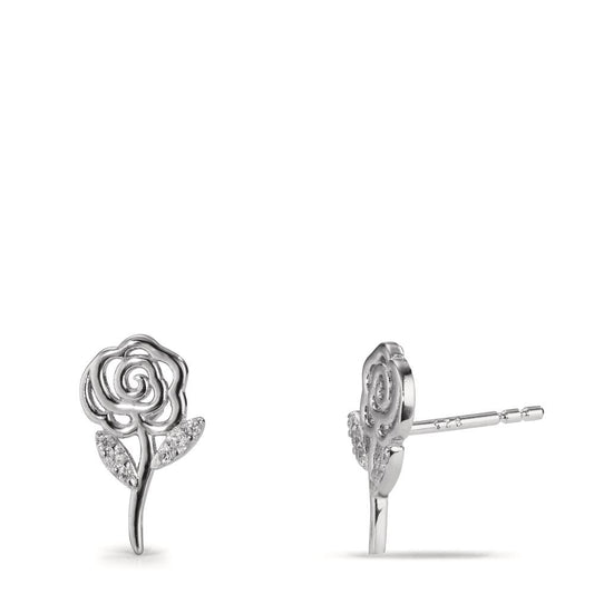 Clous d'oreilles Argent Zircone Rhodié Rose