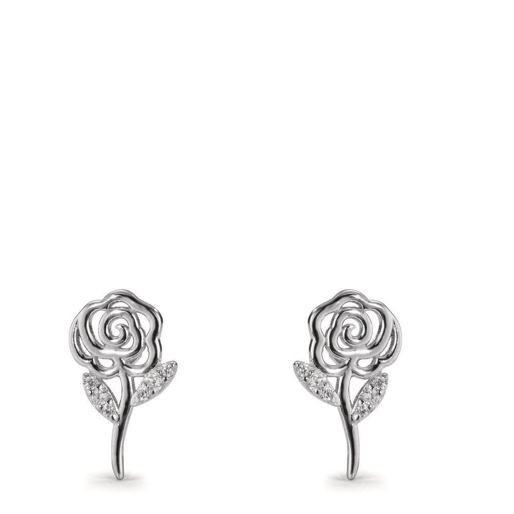 Clous d'oreilles Argent Zircone Rhodié Rose