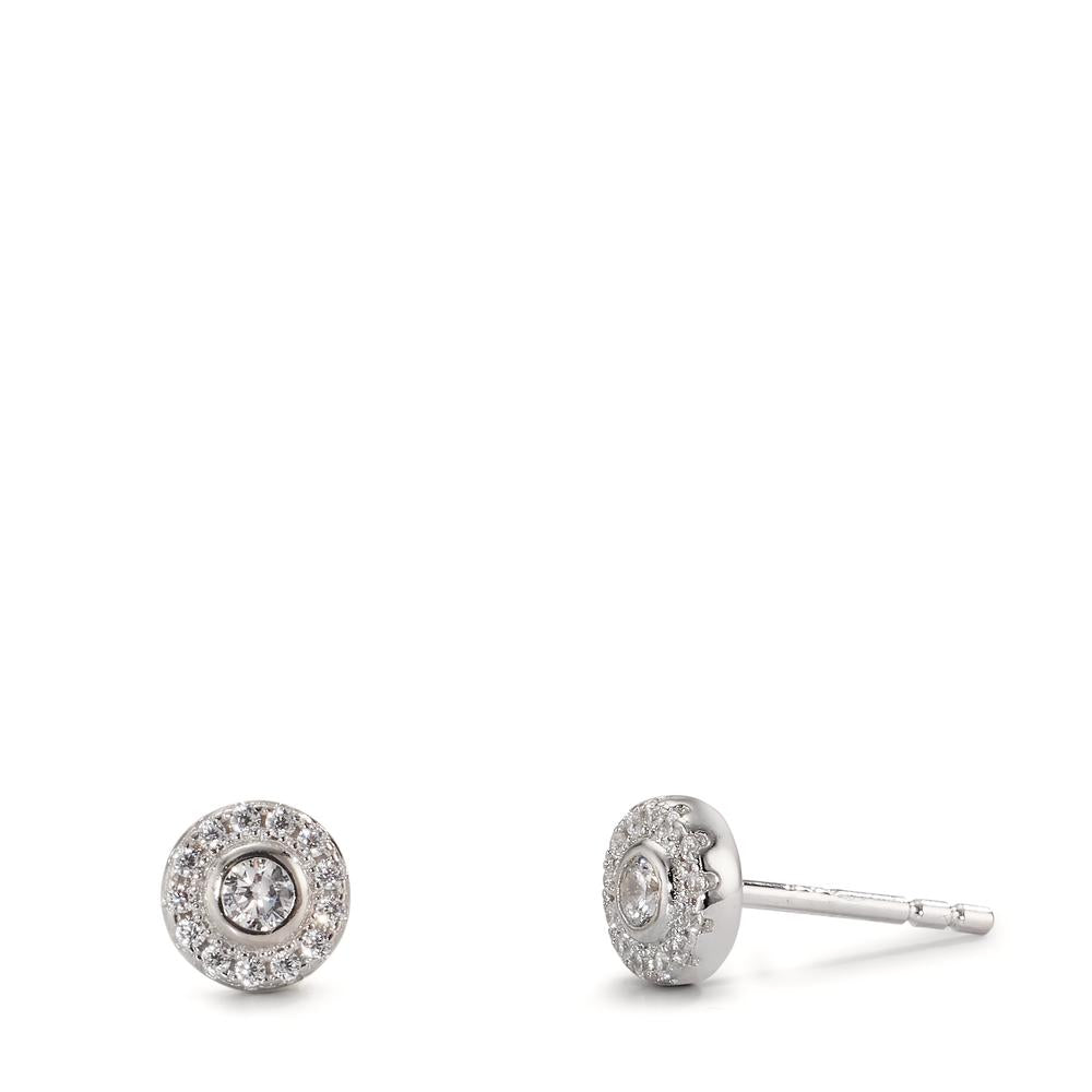 Clous d'oreilles Argent Zircone Rhodié Ø6 mm