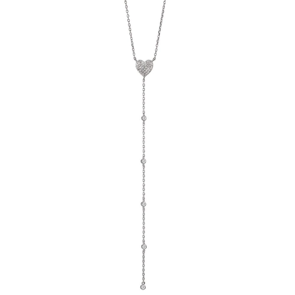 Collier Argent Zircone Rhodié Coeur 41-46 cm