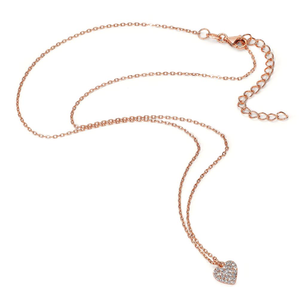 Collier Argent Zircone rosé Plaqué or Coeur 39-44 cm