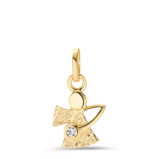 Pendentif Or jaune 18K Diamant 0.015 ct, w-si Ange gardien Ø8 mm