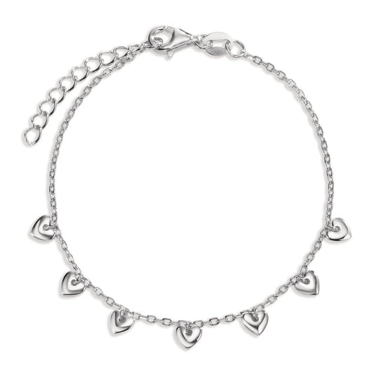 Bracelet Argent Rhodié Coeur 16-19 cm