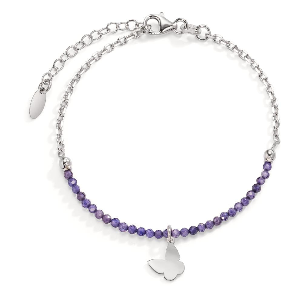 Bracelet Argent Cristal violet Rhodié Papillon 17-20 cm