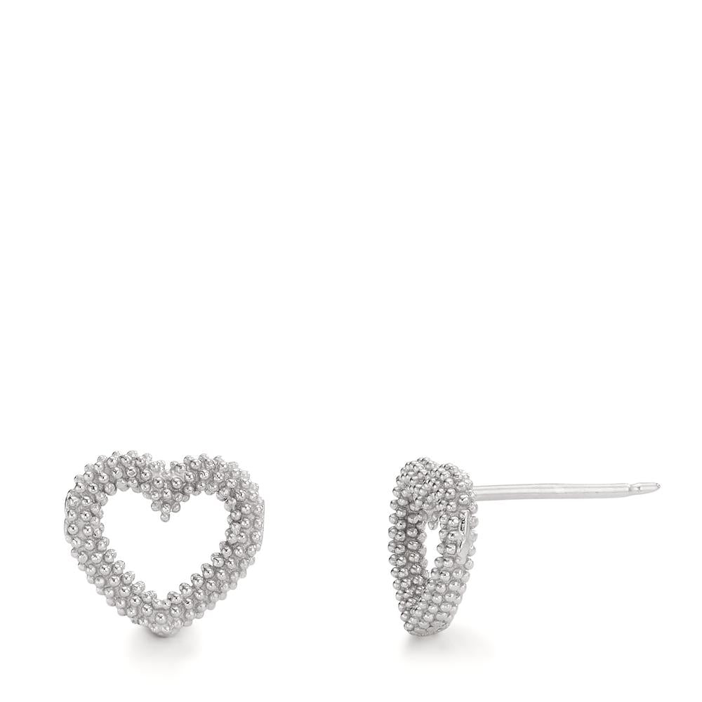 Clous d'oreilles Argent Rhodié Coeur Ø9.5 mm