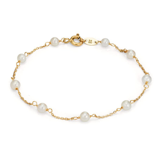 Bracelet Or jaune 9K perle d'eau douce 16-18.5 cm