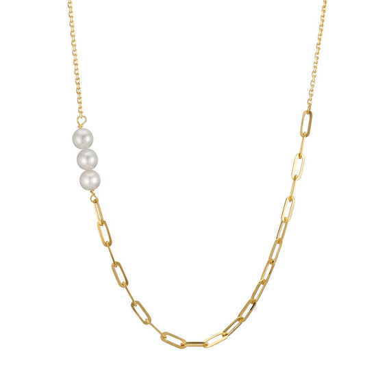 Collier Or jaune 9K perle d'eau douce 42 cm