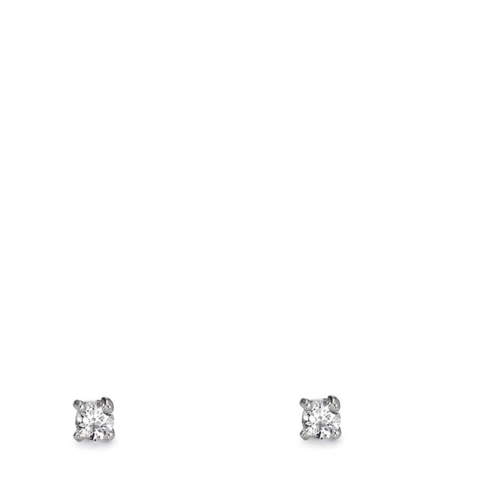 Clous d'oreilles Argent Zircone 2 Pierres Rhodié Ø2 mm