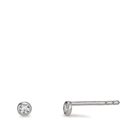 Clous d'oreilles Argent Zircone 2 Pierres Rhodié Ø3 mm