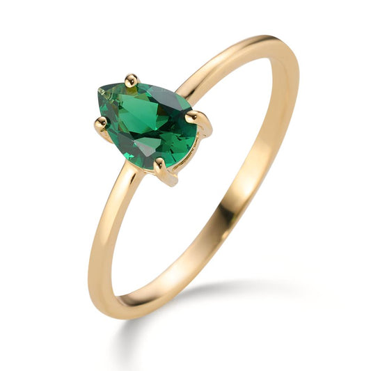 Bague Or jaune 14K Zircone vert