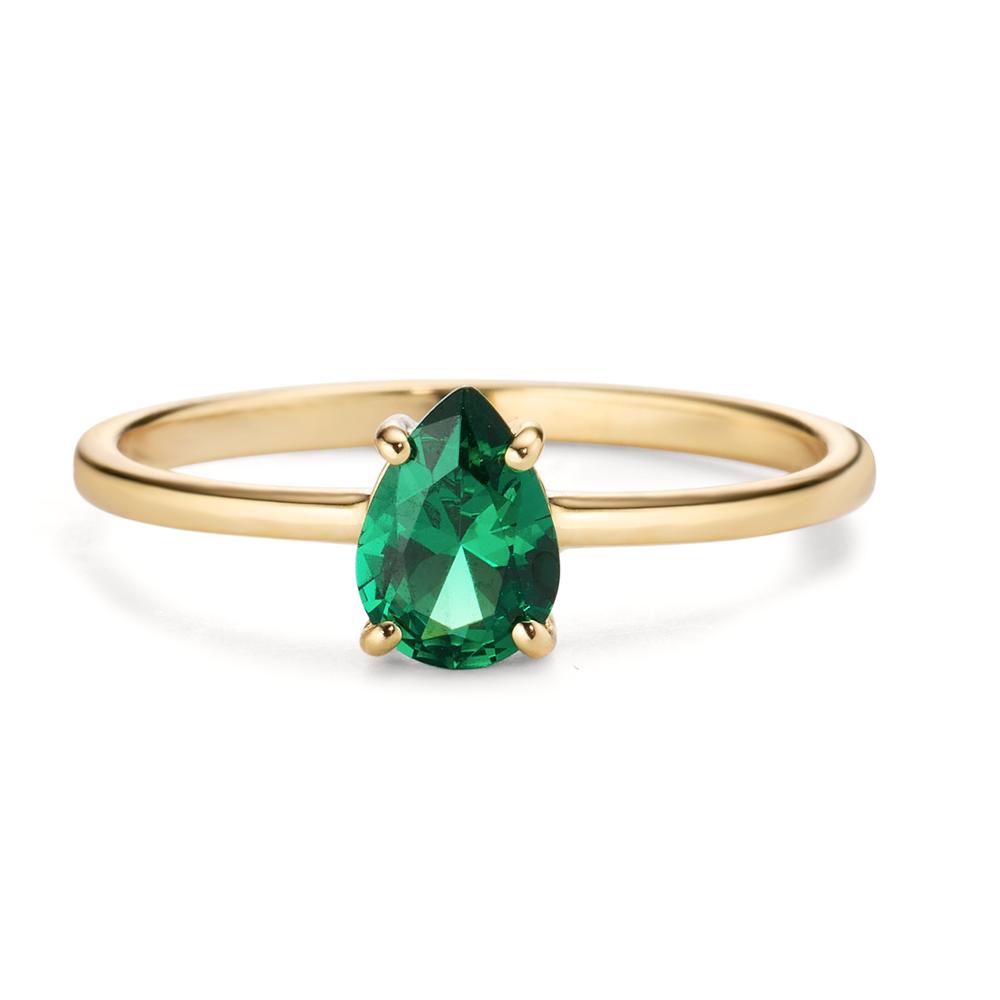 Bague Or jaune 14K Zircone vert