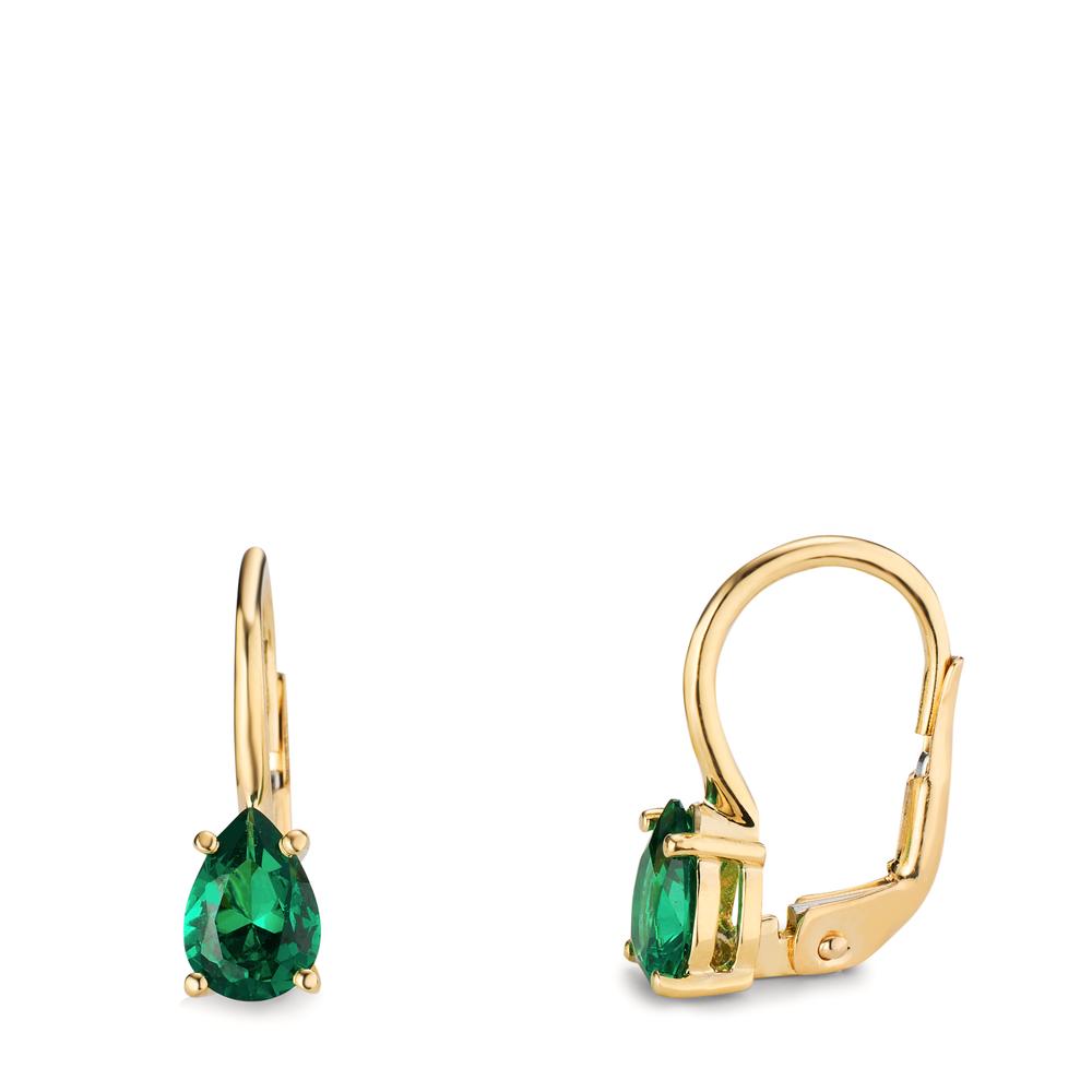 Pendant d'oreilles Or jaune 14K Zircone vert, 2 Pierres