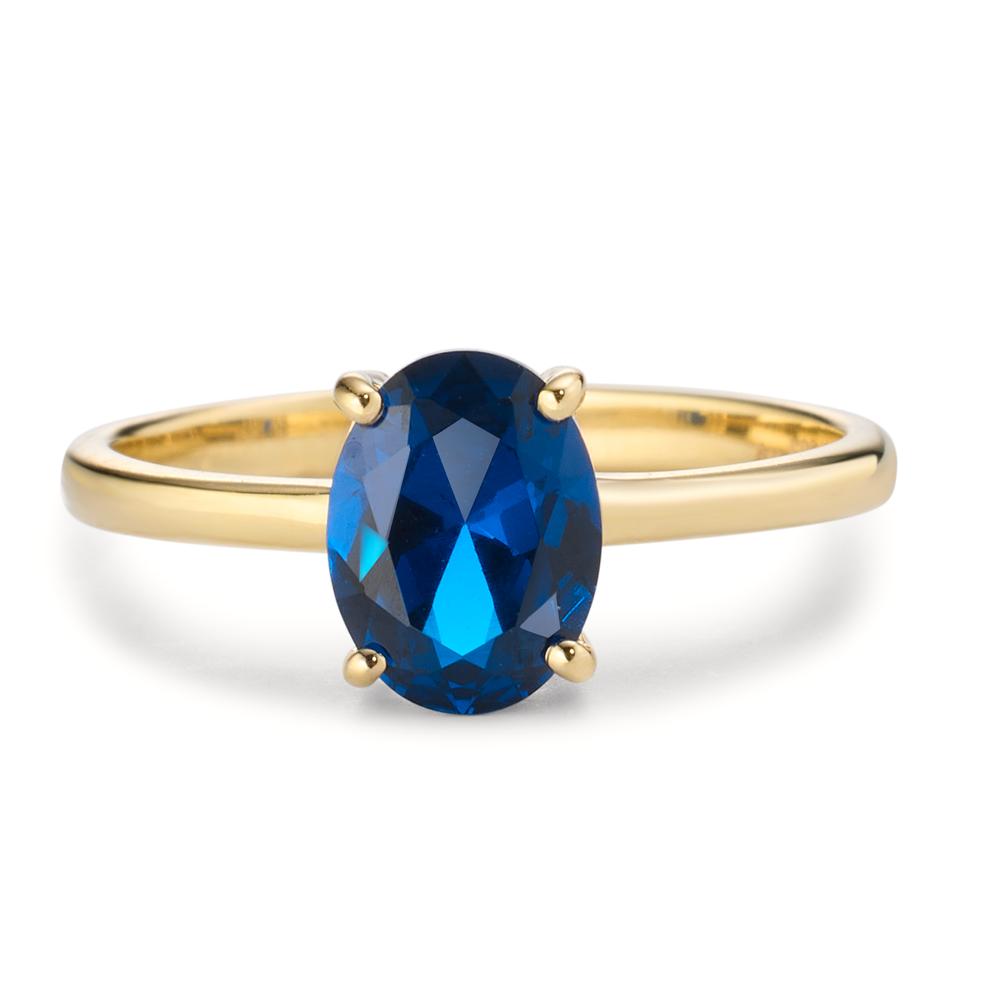 Bague Or jaune 14K Zircone bleu