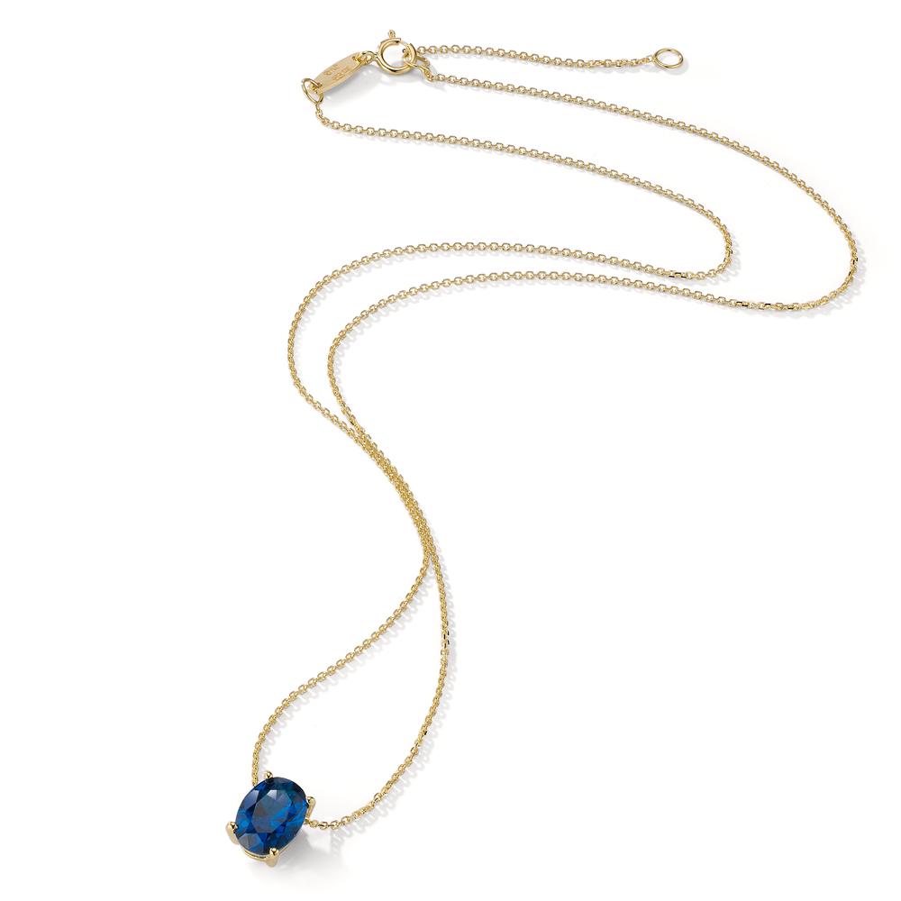 Collier Or jaune 14K Zircone bleu 39-42 cm