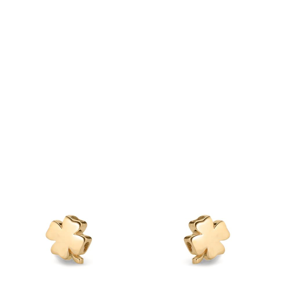 Clous d'oreilles Or jaune 14K Feuille de Trèfle Ø4.5 mm