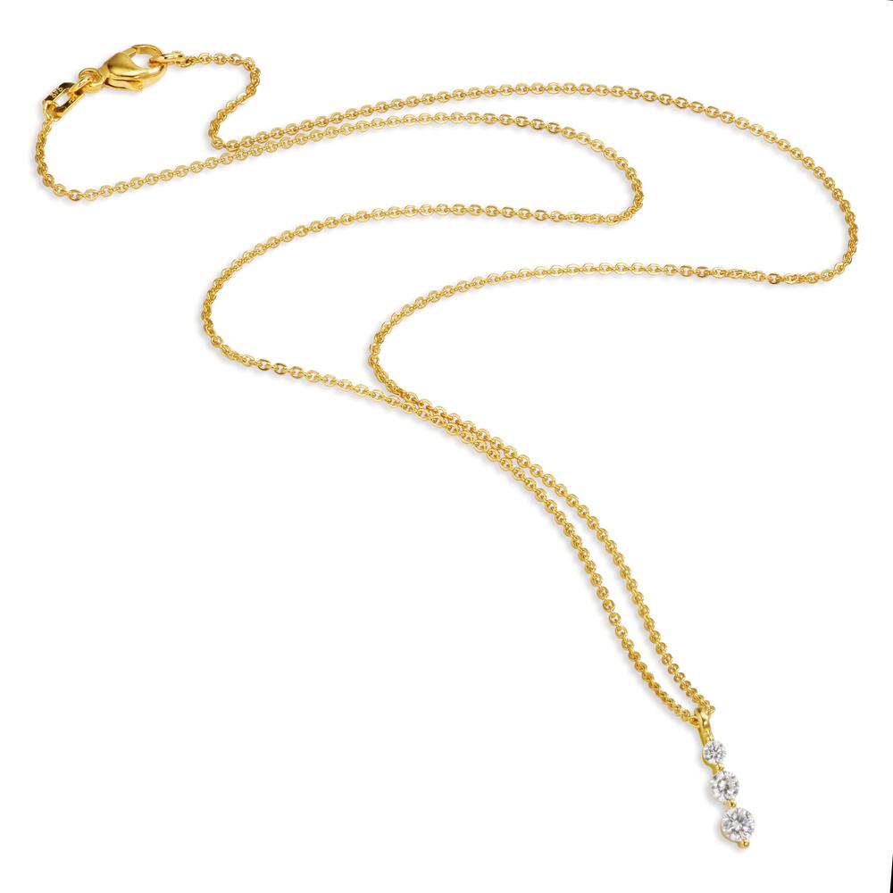 Collier Or jaune 9K Zircone 3 Pierres 42 cm