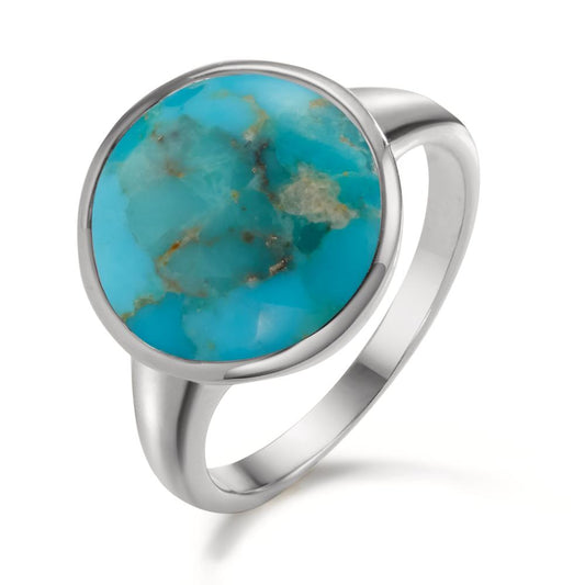 Bague Argent Turquoise Rhodié